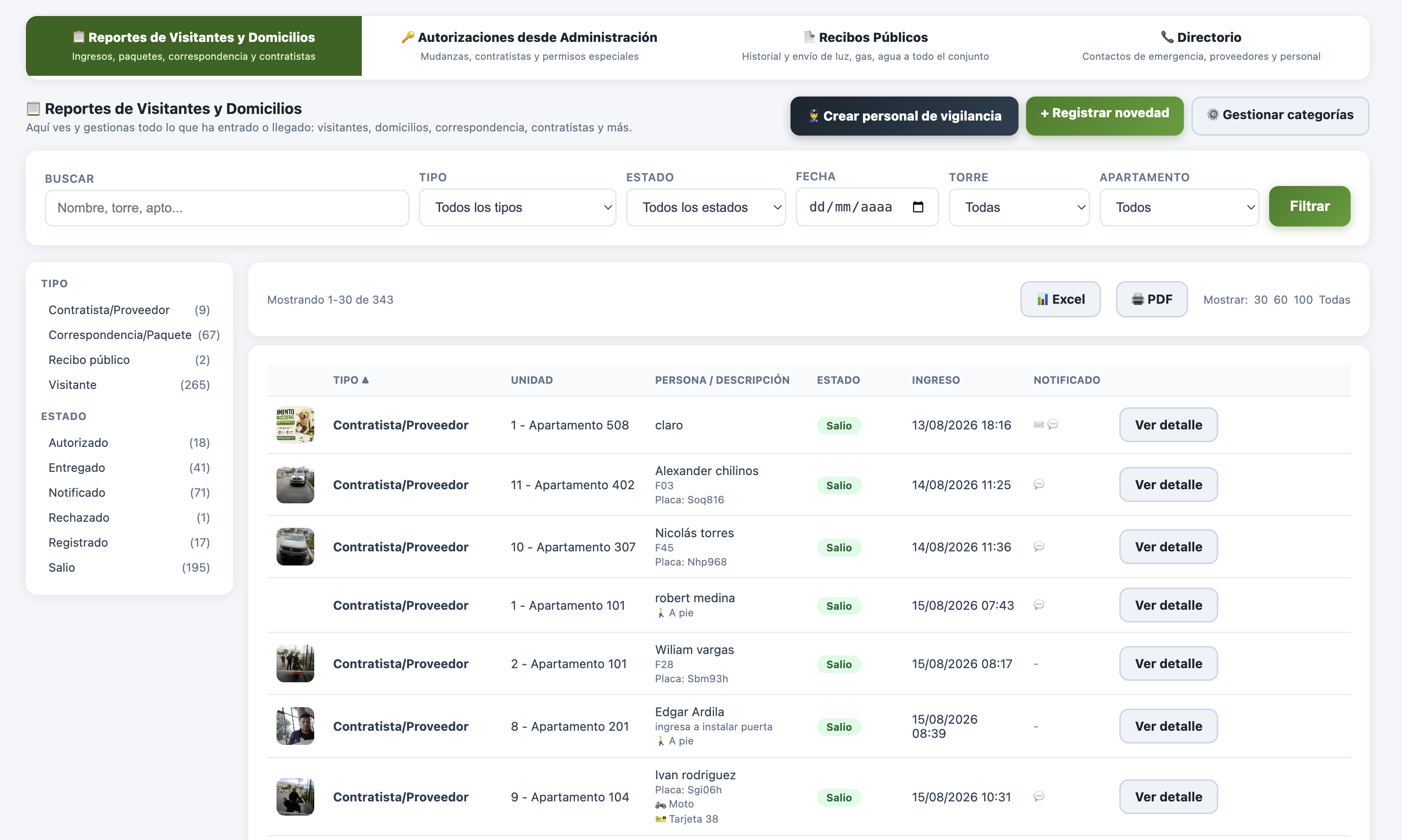 Gestion de Portería y recepción con registro digital